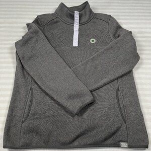 L.L.Bean Pullover Womens Large Gray Quarter Snap Mock Neck Sweater Fleece Knit
